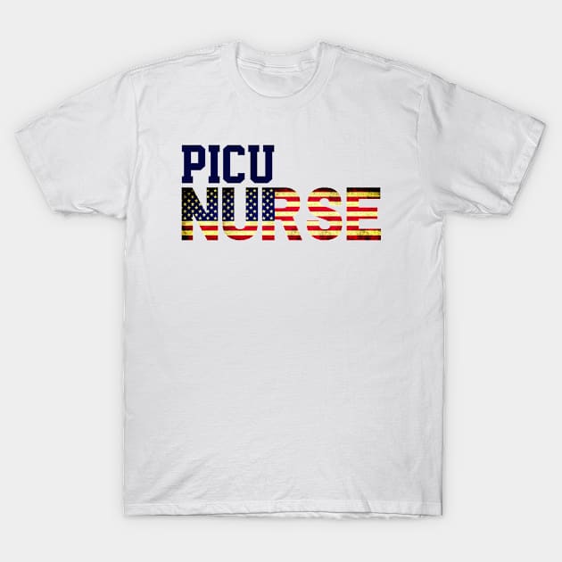 Vintage American PICU Nurse USA Flag, Peds Department, Pediatric ICU Nursing Student T-Shirt by yourfavoriteshop